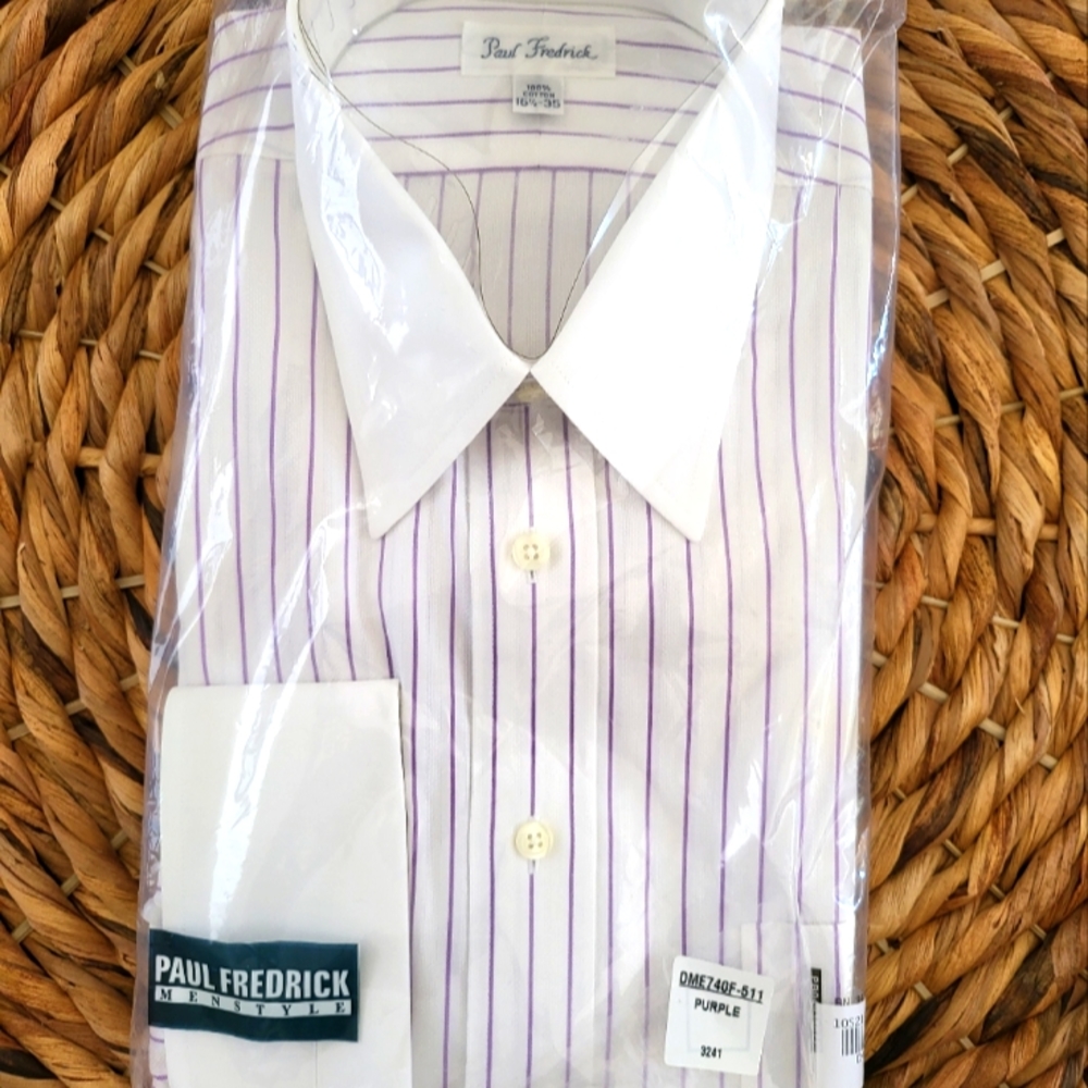 New Paul Fredrick Men's Dress Shirt w/ French Cuff, Size 16.5/35
